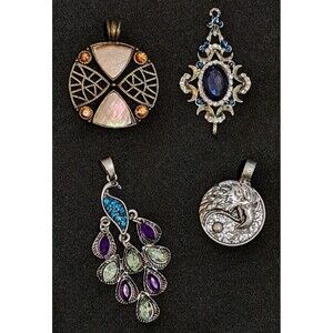 Pendants Lot of 4 - Peacock Eagle Lia Sophia Rhinestone Crystal